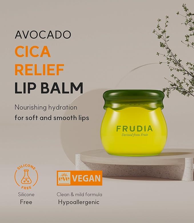 WELCOS FRUDIA Avocado Cica Relief Vegan Lip Balm | Hydrating Moisturizing Natural Organic Lip Balm | Korean Lip Balm-Velvo Beauty