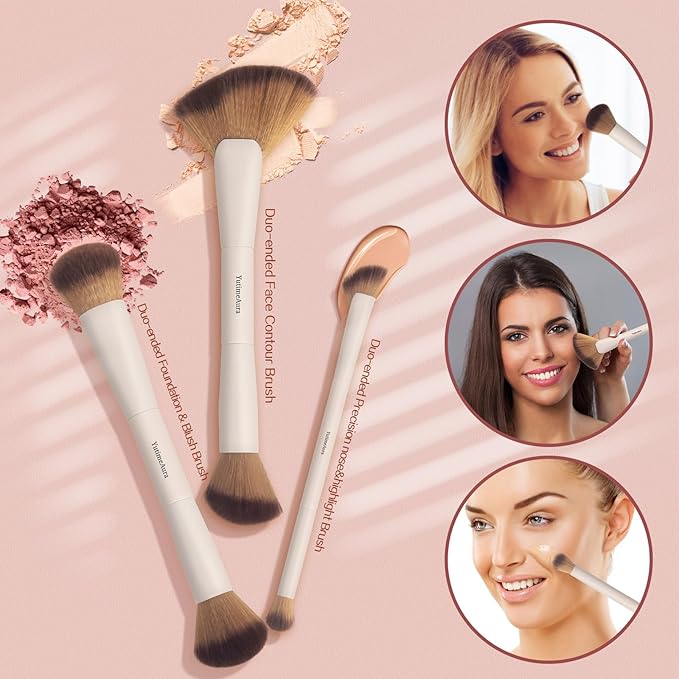 Makeup Brushes, Dual End Makeup Brush Set 7 Pcs, Foundation Contour Powder Concealer Eye Shadows Blush Make Up Brushes, Travel Gift Set, Cruelty-Free-Velvo Beauty