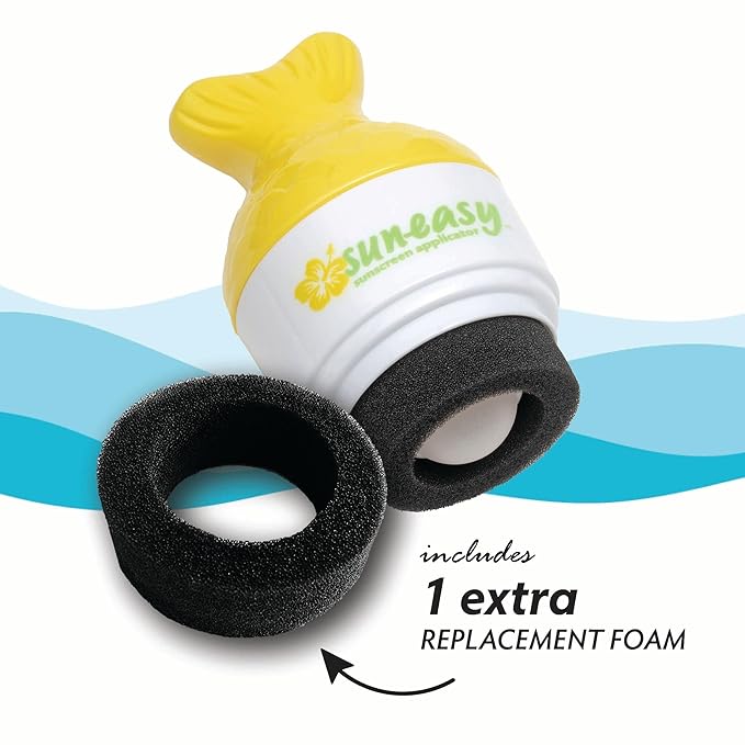 YAYA ORGANICS Sun-Easy Sunscreen Applicator, Refillable Roll-On with Sponge for Kids and Babies, Fun, Fast and Mess-Free application, Holds 80 ml, Fish/Blue Cap-Velvo Beauty