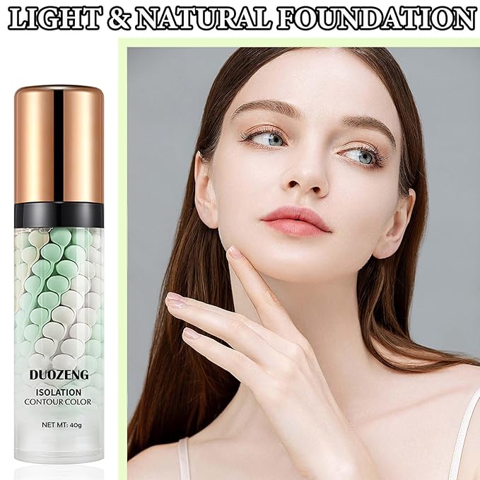 1 Pcs One Step Color Corrector,Natural Isolation Cream,Face Primer Makeup Tricolor Moisturizer,Oil Control & Moisturizing Skin Tone Correcting Primer Concealer Foundation Set B-Velvo Beauty