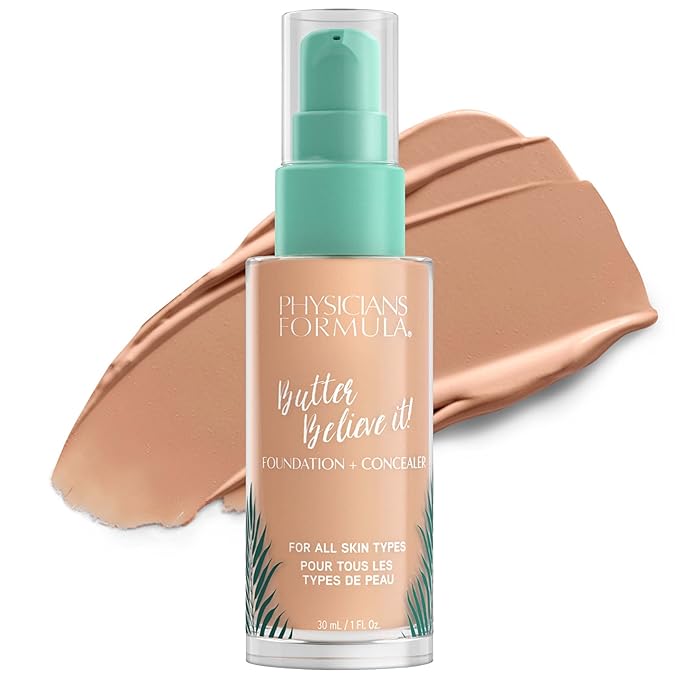 Physicians Formula Butter Believe It! Foundation + Concealer, Light-to-Medium | Dermatologist Tested, Clinicially Tested-Velvo Beauty