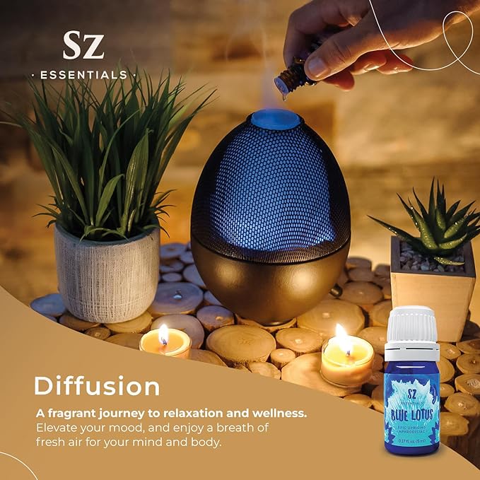 Blue Lotus Essential Oil 100% Pure, Undiluted Oil - Extracted from Nymphaea Caerulea - Rich & Sweet Scent with Fruity Overtones - Therapeutic Grade & Vegan - 0.17oz (5ml)-Velvo Beauty