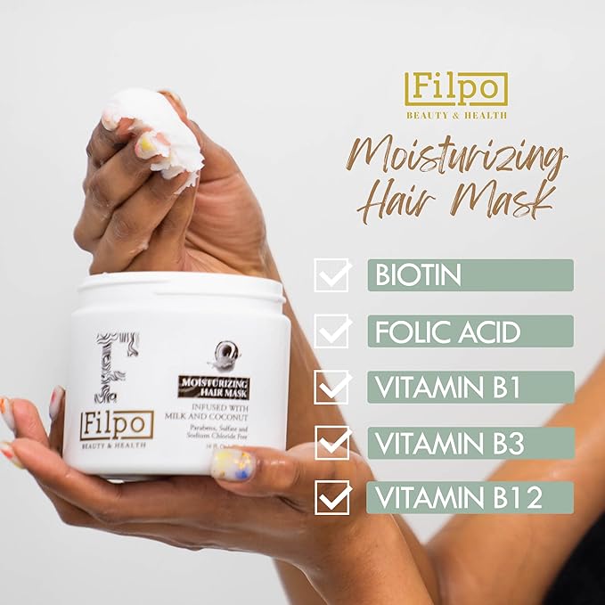 FILPO Coconut Milk Hair Mask - Deep Conditioning with Coconut Oil and Argan Oil for Dry, Damaged, Curly Hair Growth & Sulfate Free Hair Care-Velvo Beauty