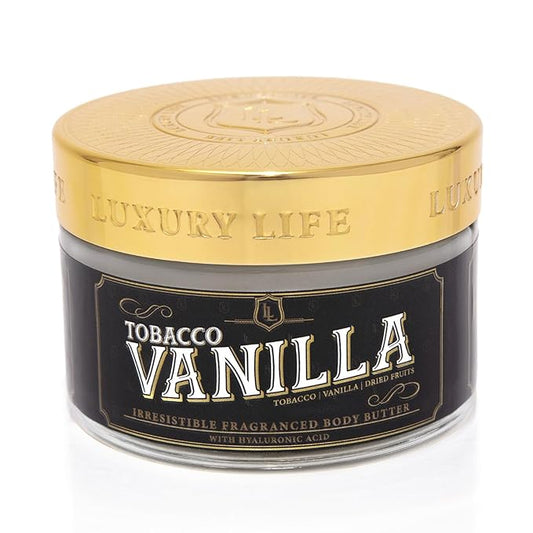LUXURY LIFE BUTTER - Irresistibly Scented Body Butter with Hyaluronic Acid for Ultimate Moisture. Luxurious Natural Fragrance. Hydrates for a Non-Greasy Glamorous Glow, Tobacco Vanilla, 5 oz.-Velvo Beauty