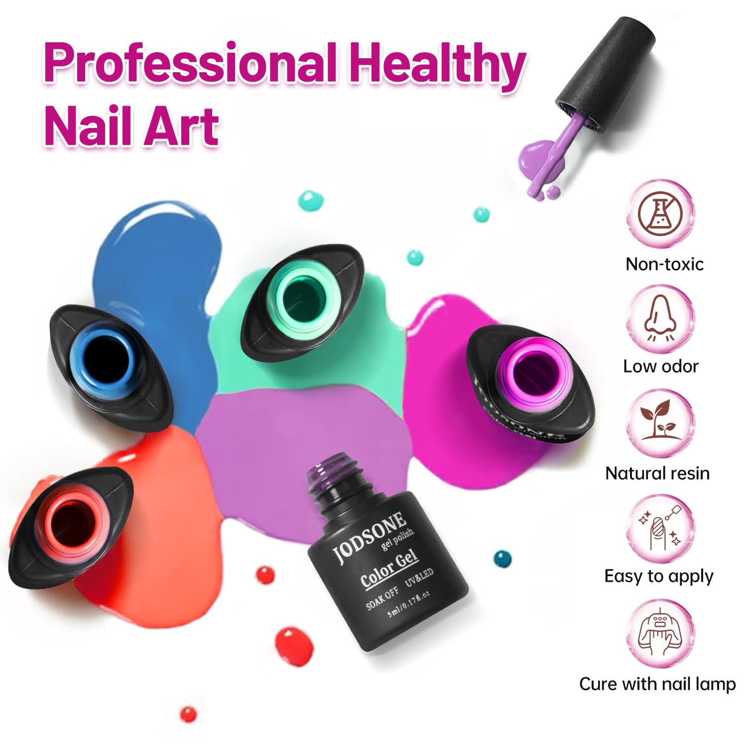 JODSONE 20 Color Vibrant and High Shine Gel Nail Polish Kit with 3 PCS Base Coat and Matte and Glossy Top Coat-Velvo Beauty