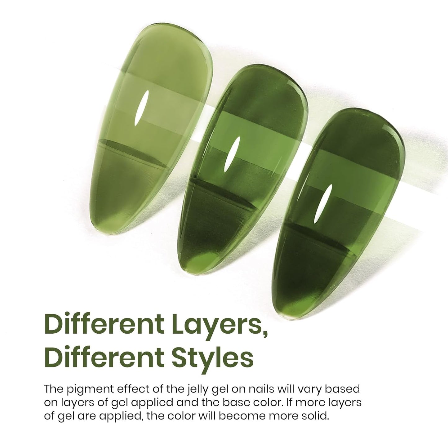 Beetles Green Gel Nail Polish - 15ml Olive Green Natural Jelly Gel Polish Fall Color Sheer Translucent Effect Soak Off UV Nail Art DIY Manicure Gift for Women-Velvo Beauty