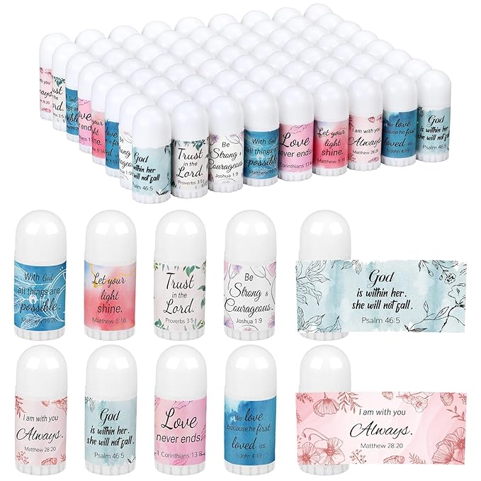 72 Pcs Mini Lip Balm Bulk Gift, 8 Flavors, Christian Themed, Moisturizing for All Skin Types-Velvo Beauty