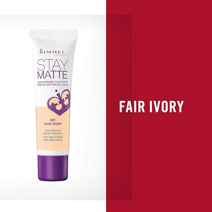 Rimmel, Stay Matte Foundation, Fair Ivory 2 Count (Pack of 1)(packaging may vary)-Velvo Beauty