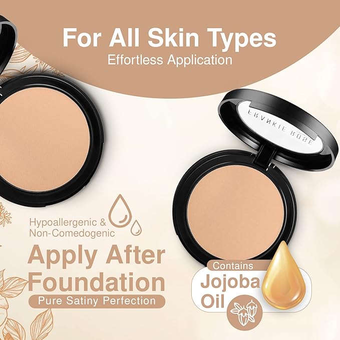 Frankie Rose Cosmetics Powder Foundation – Full Coverage Face Powder For Pores & Imperfections, Evens Out Skin Tone & Shine-Control | 58 Grams (Cream Puff)-Velvo Beauty