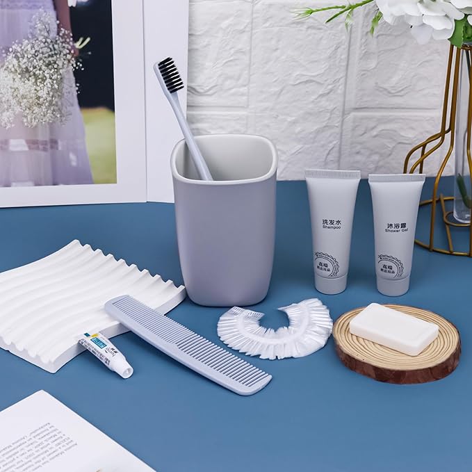 Hygiene Kit, Hygiene Kit Bulk, Travel Hygiene Kit With Toothbrush, Toothpaste, Comb, Shampoo, Shower Gel, Shower Cap And Soap, Individually Packed, Suitable For Hotel, Home, Travel (50 sets)-Velvo Beauty