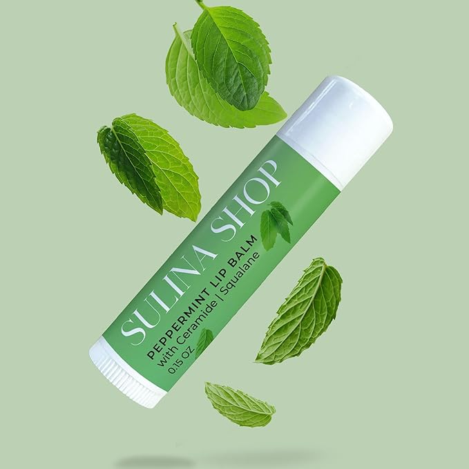 Peppermint Lip Balm with Castor Oil & Vitamin E - Nourishes & Protects Dry Lips, Lip Moisturizer with Ceramide & Squalane, Natural Lip Balm Mint with Deep Hydration for Soft Lips - Lip Repair-Velvo Beauty