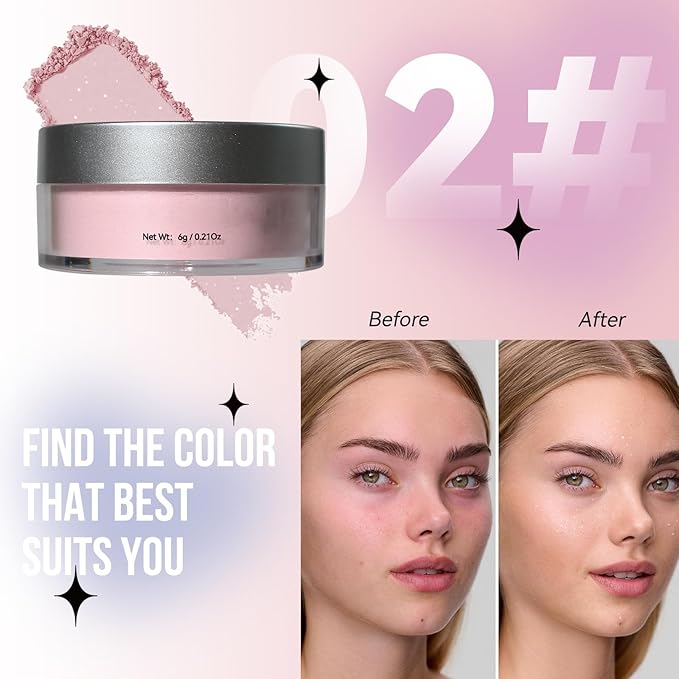 Loose Face Powder Glitter Setting Powder Matte Finishing Powder Shine,Long-lasting,Lightweight,Sets Foundation Makeup-Velvo Beauty