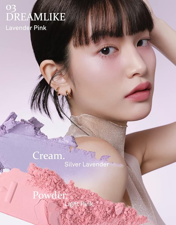 hince True Dimension Layering Cheek - Cream & Pressed Powder 2 Different Shades & Textures - Silky Seamless Long Lasting Blush Makeup - Muted Beige & Elegant Rose Beige (1, DREAMLIKE, L003)-Velvo Beauty