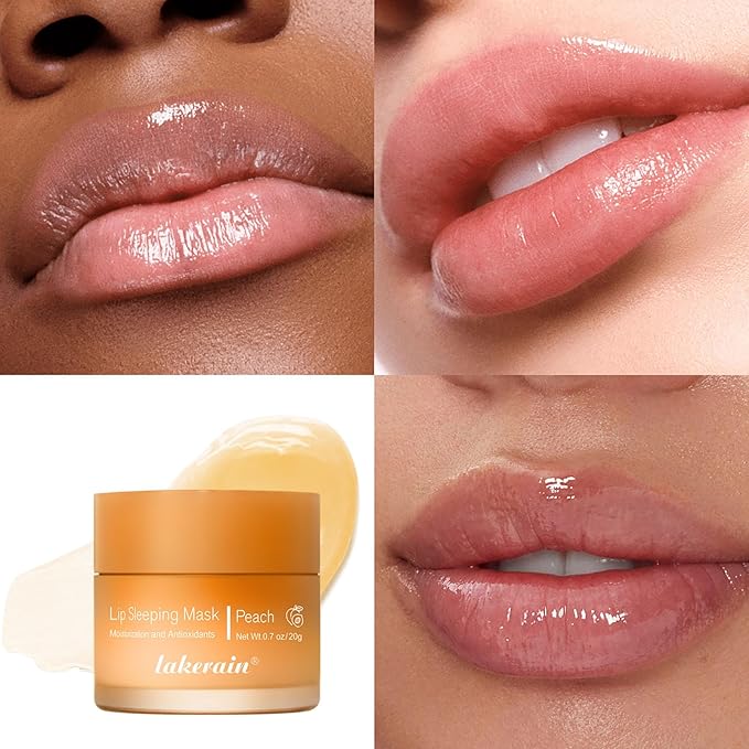 Lip Mask Sleeping,Nourish Hydrate Lip Mask,Lip Oil,Lip Balm, Lip Skin Care,Hydrating, Moisturizing Lip Lines Night Sleep Anti-chapped Lip Cream (Peach)-Velvo Beauty