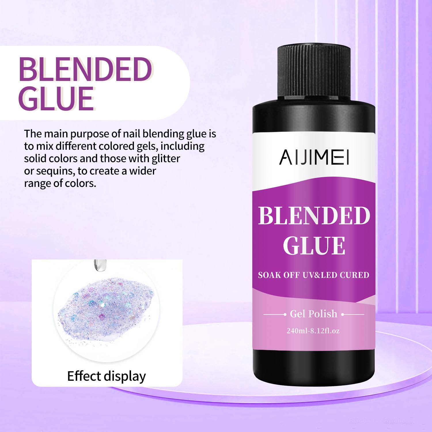 AIJIMEI Nail Polish Thinner Glue 8fl.oz Clear Nail Blending Glue for Blending, diluting, Mixing Glitter Powder Mixer Gel Polish Dilution Color Sequins MixingGlue 240ml for Nail Designer-Velvo Beauty