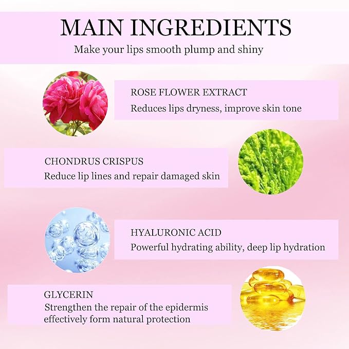 30 pieces of Moisturizing Collagen Crystal Lip Mask - Anti-Ageing & Anti Chapped, Reduce lip Wrinkles, Fade Lip Color, Make Skin Smooth And Firm Collagen Lip Pieces (Rose)-Velvo Beauty