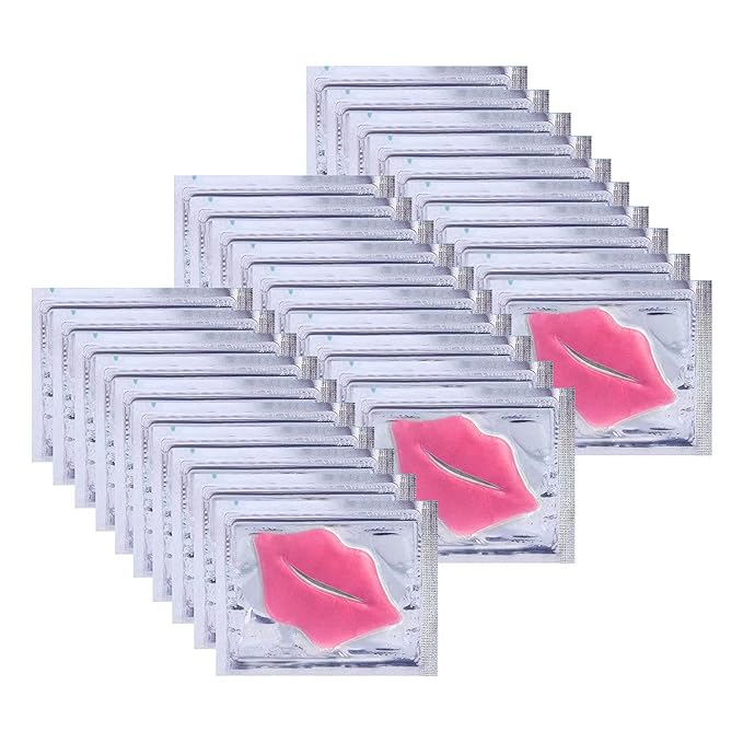 30 pieces of Moisturizing Collagen Crystal Lip Mask - Anti-Ageing & Anti Chapped, Reduce lip Wrinkles, Fade Lip Color, Make Skin Smooth And Firm Collagen Lip Pieces (Pink)-Velvo Beauty