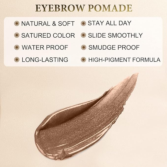Eyebrow Pomade - Waterproof Brow Pomade for Long-lasting Results,Smudge Proof and Sweat Resistant Formula,Natural Eyebrow Makeup for All Skin Types and Tones - Light Brown-Velvo Beauty