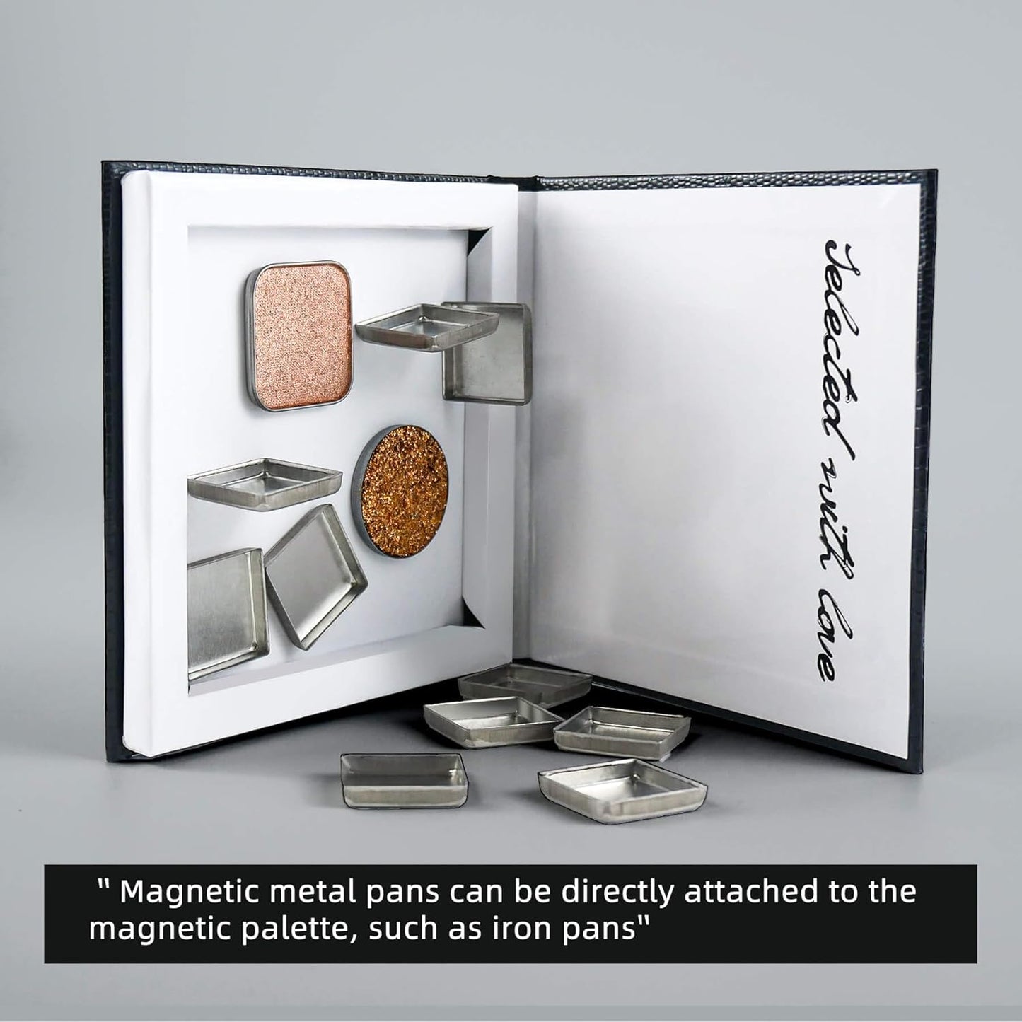 Small Empty Magnetic Makeup Palette with Mirror, Spatula, 20 Metal Stickers, Suitable for Eyeshadow Lipstick Blush Powder Highlighter and Contour (Black, Small)-Velvo Beauty