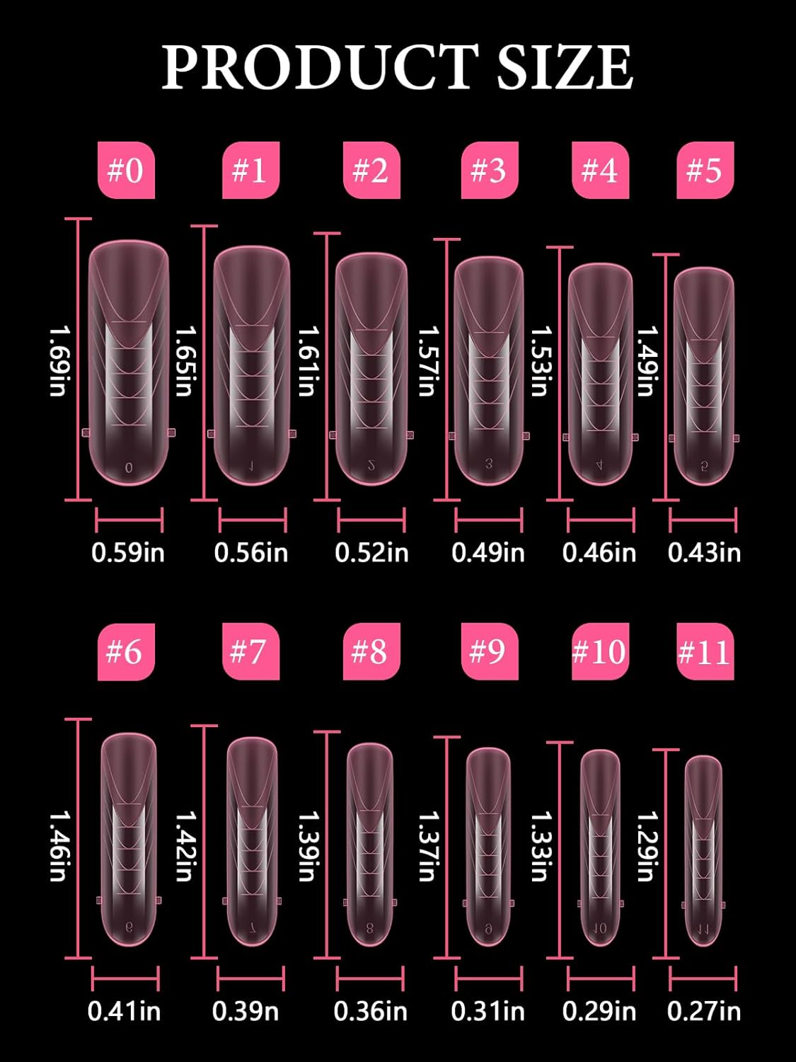 EBANKU Dual Nail Forms for Poly Extension Gel, 120 PCS Pink Nail Molds Reusable 12 Sizes Nail Extension Forms for Builder Gel Manicure Design Salon DIY-Velvo Beauty