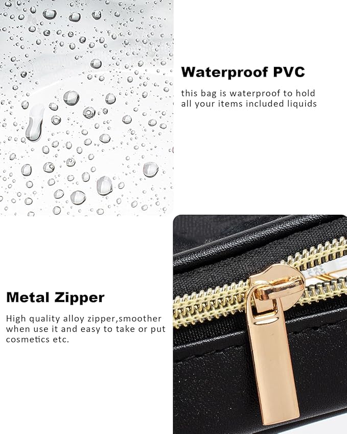 Clear Makeup Bag Small, TSA Approved Portable Toiletry Bag with Zipper Cosmetic Travel Bag Makeup Organizer Case Mini Makeup Pouch for Purse Car Organizer Bag for Women Men-Velvo Beauty