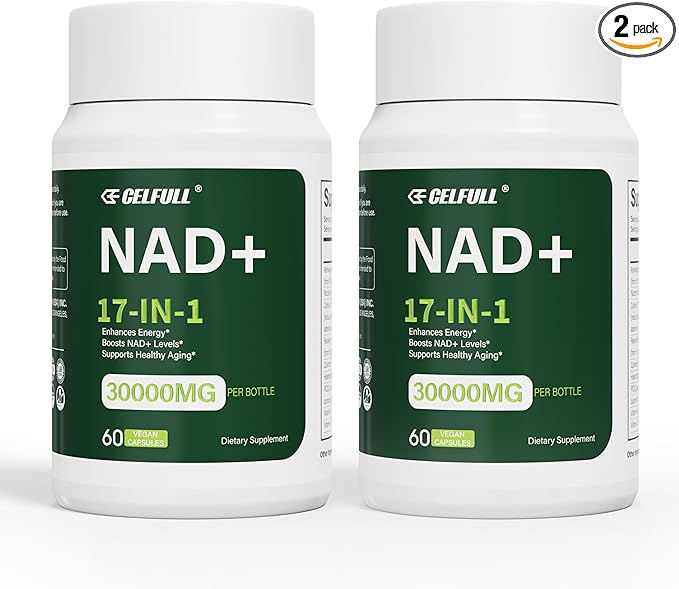 CELFULL NADH Supplement NAD+ with Resveratrol,Nicotinamide Riboside,NAD+ Boosting Supplement for Anti Aging Cellular Energy &Stamina-2Pack-Velvo Beauty