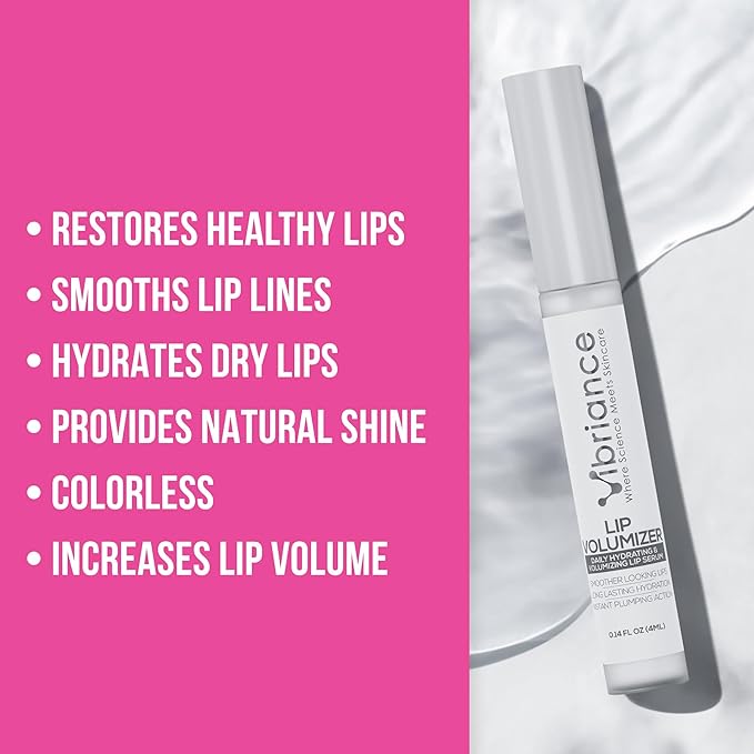 Vibriance Hydrating Lip Volumizer - Plumping Lip Gloss with Hyaluronic Acid - Lip Plumper Smooths Lines and Wrinkles | 0.14 fl oz (4 ml)-Velvo Beauty