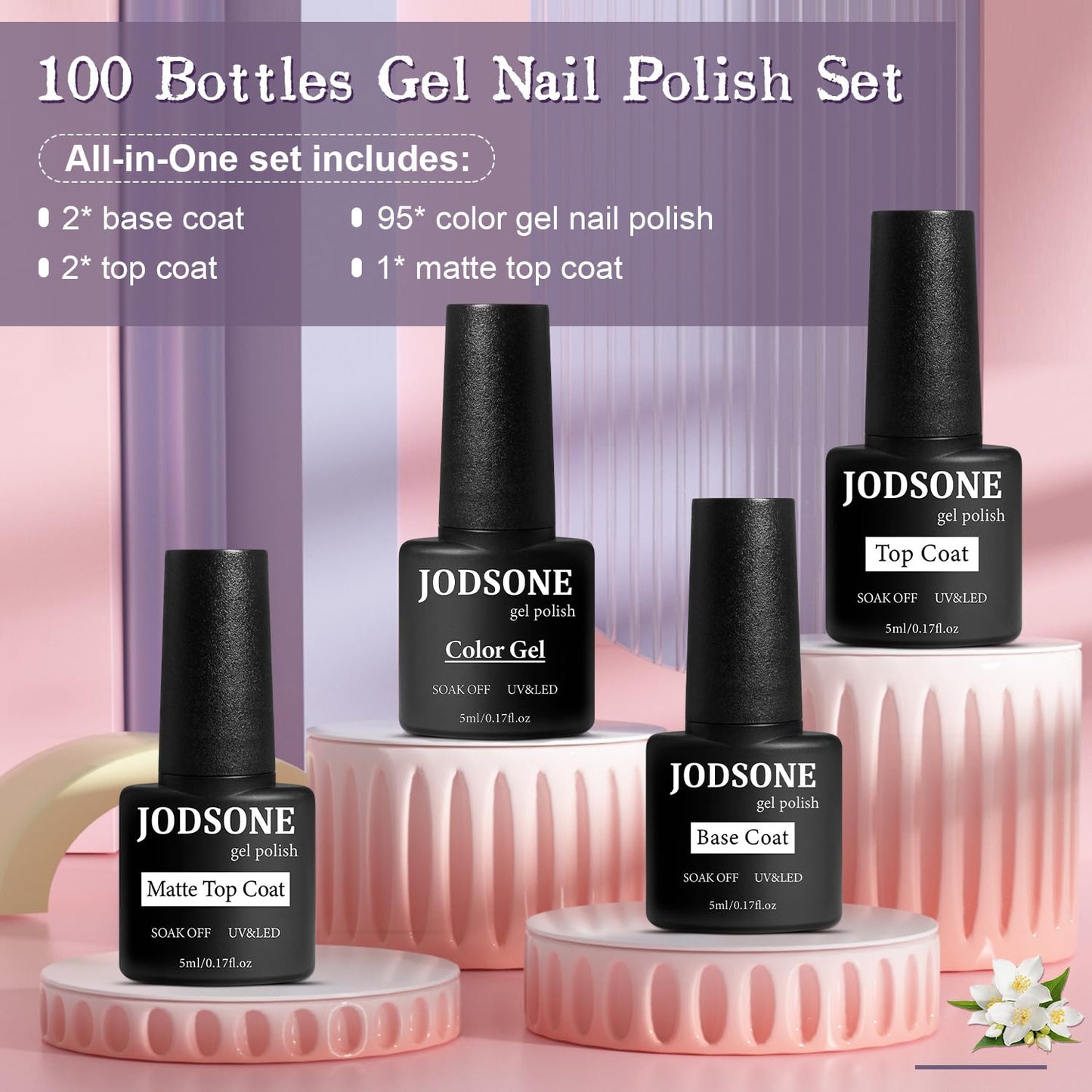 JODSONE Gel Nail Polish Starter Set 100 Pieces Multi-color Gel Nail Polish Nail Salon Home Use In Shine-Velvo Beauty