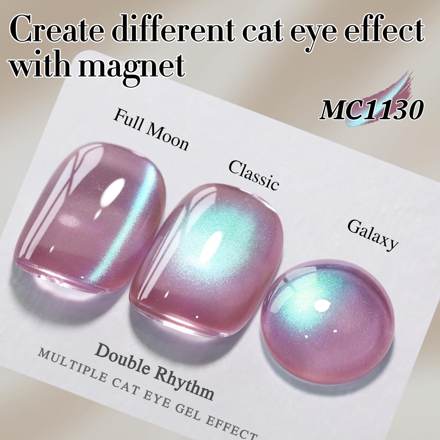 Double Rhythm 15ML Ice Glass Cat Eye Gel Polish with Magnet Holographic Glitter Shimmer Translucent Sheer Color Salon Soak Off Magnetic Nail at Home (Plum Purple-MC1130)-Velvo Beauty