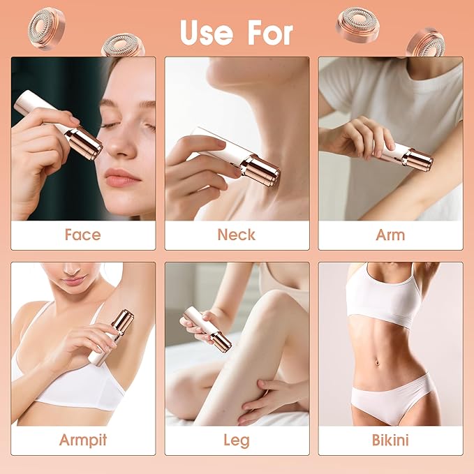 Replacement Heads for Flawless Facial Hair Remover, Gen 2 Replacement Blades Compatible with Finishing Touch Flawless Hair Removal, 18K Gold Painless Razor Head for Women（6 Pack）