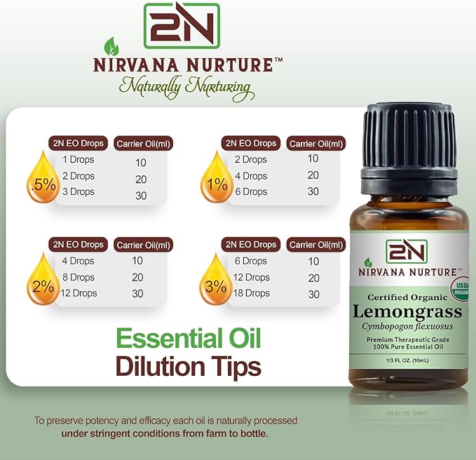 Lemongrass Essential Oil USDA Certified Organic 100% Pure Premium Therapeutic Grade, Undiluted - Aromatherapy Diffuser for Calm and Relaxation, Skin Care, Hair Care-Velvo Beauty