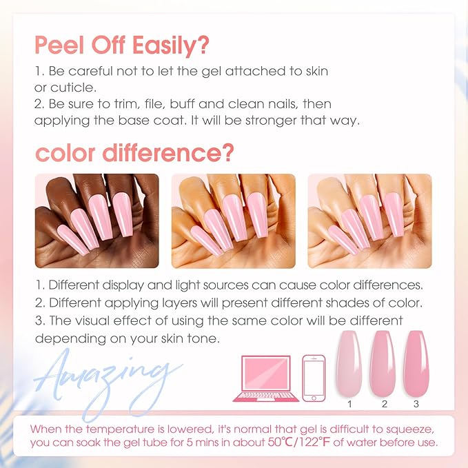 ROSALIND 28 Colors Poly Nail Gel Kit with Mini U V/LED Lamp White Nude Poly Nails Gel Kit Starter Kits With Slip Solution Pink Extensions Set for Nail Manicure Beginner-Velvo Beauty