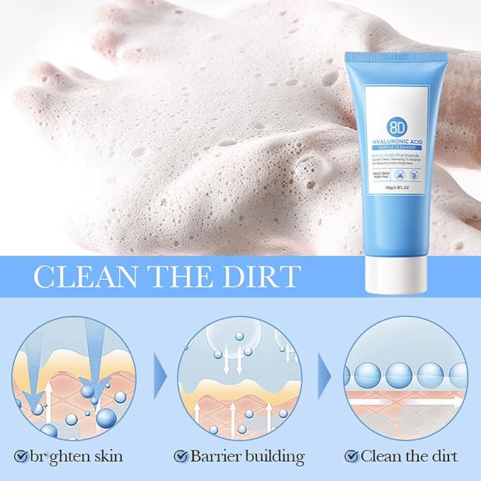 8D Hyaluronic Acid Face Care Set, Hydrating Skin Care Set Moisturize Skin, Smooth Fine Lines, Improves Skin Elasticity, Anti-Aging Skin Care Set with Cleanser,Eye Cream,Face Cream,Serum,Mask-Velvo Beauty