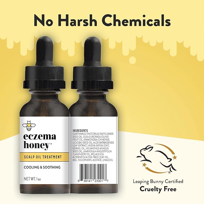 ECZEMA HONEY Soothing Scalp Oil - Natural Honey Hair Oil & Scalp Care - Daily Itchy Scalp Relief Serum - Dry Scalp Treatment Helps With Psoriasis, Seborrheic Dermatitis, Dandruff & More (1 Oz)-Velvo Beauty