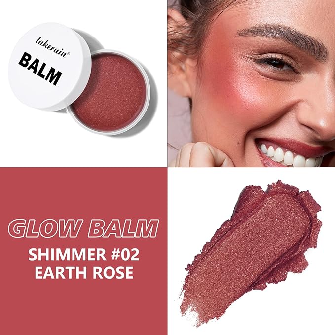 KYDA Miracle Glow Balm, Glow Tinted Blush Balm, Multiuse Face Balm for Cheek Lips Eyes, Hydrating Cream Blush, Blendable Lightweight, Shimmer Blusher, Earth Rose, 1.76 oz-Velvo Beauty