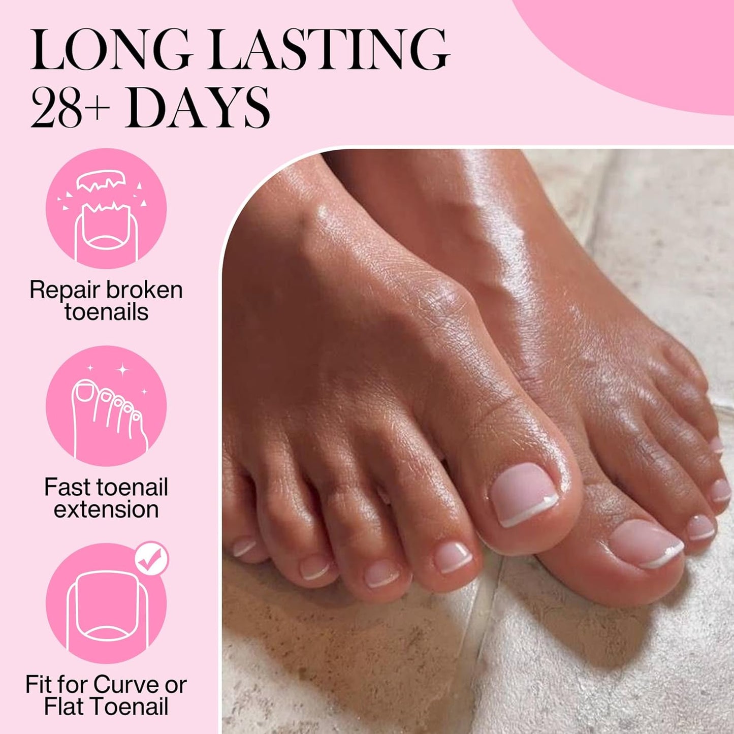 Square Toe Nail Tips, 240pcs Press On Toenails for Women Full Matte Wider Toe Nail Tips, 12 Size Full Cover Short Fake Toenail for Big Toe Nail Extensions Home DIY Nail Salon Soak Off-Velvo Beauty