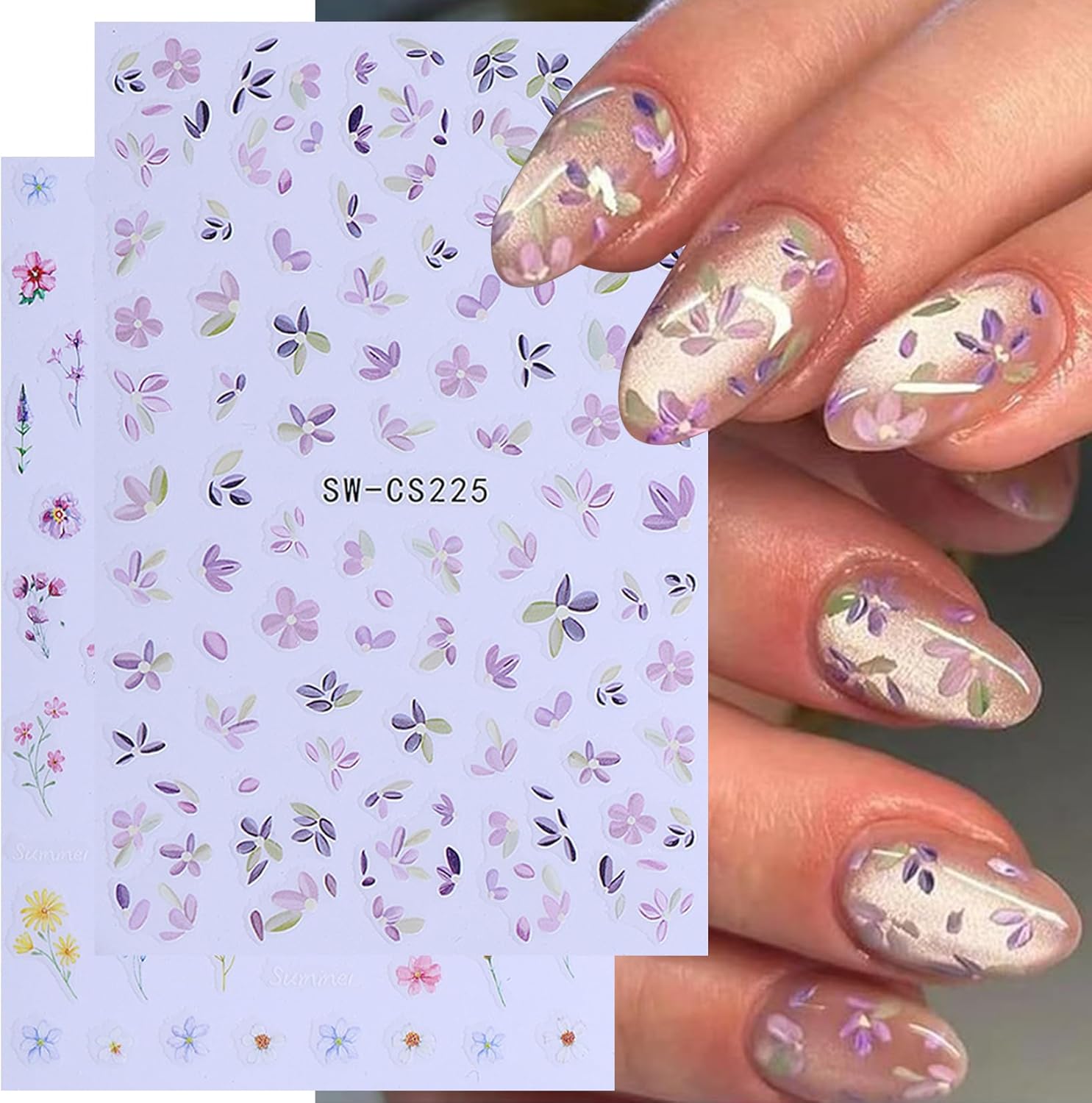 Flower Stickers Nail Art Decals 12PCS Summer Nail Art Designs with Tweezers Tulip Butterfly Leaf Florals Ladybug Decals 3D Self-Adhesive Manicure Simple Nail Stickers for Women Acrylic Nails Supplies-Velvo Beauty