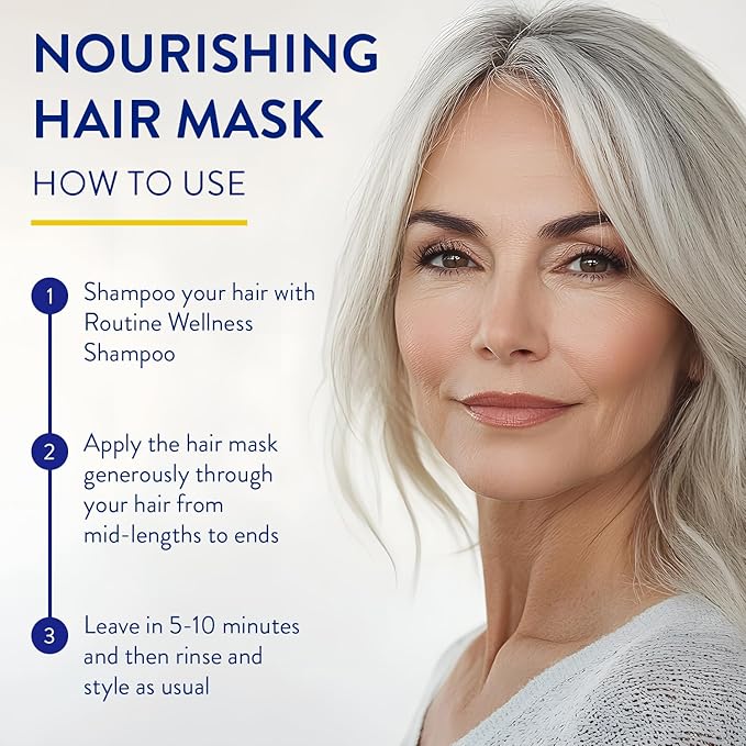 Routine Wellness Deep Conditioning Hair Mask for Dry Damaged Hair - Hydrating, Moisturizing Repair Treatment - Promotes Fullness - Coconut & Vanilla 8oz-Velvo Beauty