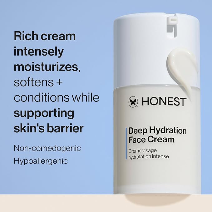Honest Beauty Deep Hydration Face Cream for Dry Skin | Hydrates + Supports Natural Moisture Barrier | Hypoallergenic + Gentle for Sensitive Skin | 1.7 fl oz-Velvo Beauty
