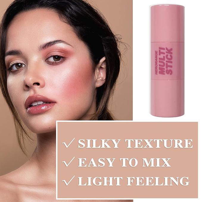 Cream Blush Stick with Brush and Makeup Sponge,Waterproof Multi Cream Makeup Stick,Lightweight,Long-lasting,2 in 1 Multi Blush for Cheeks & Lip Tint & Eyeshadow S-Velvo Beauty