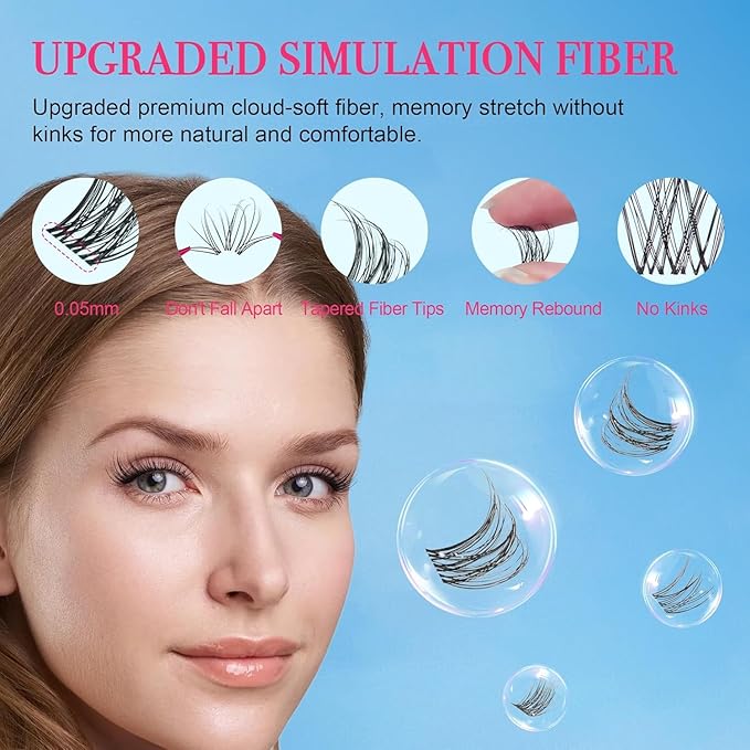 Lash Clusters - Lash Clusters Kit Mix Manga Lash Clusters 0.07D Lashes Clusters Anime Lashes Ultra-Thin Invisible Band 0.05mm DIY at Home No Lash Glue Included-Velvo Beauty