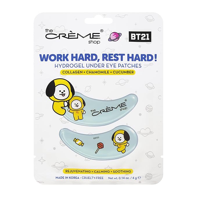 The Crème Shop BT21 “Work Hard, Rest Hard!” CHIMMY Hydrogel Under Eye Patches | Rejuvenating, Calming, & Soothing (3 Pack)-Velvo Beauty