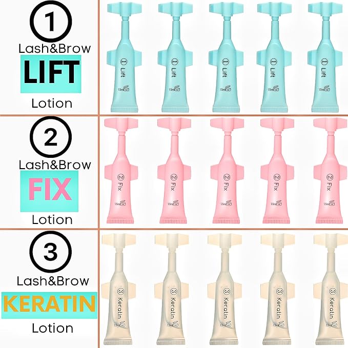 Lash Lift Kit Eyebrow Perm Kit Perm&Setting Lotion Set | Disposable large capacity 1.5ml lotion tube for Lash Lift Kit & Eyebrow Lamination Fast Acting 3-Step Lifting, Fixing Lotions with-Velvo Beauty