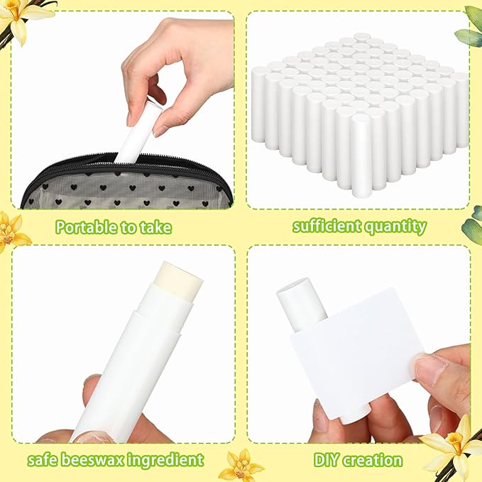 Demissle 150 Pcs Unlabeled Lip Balm Bulk Chapped Stick Blank Mini Lip Balm Gifts Moisturizing Lip Balms Favors for Women Homeless Wedding Bridal Shower Favors Baby Shower Guests Favors(Vanilla)-Velvo Beauty