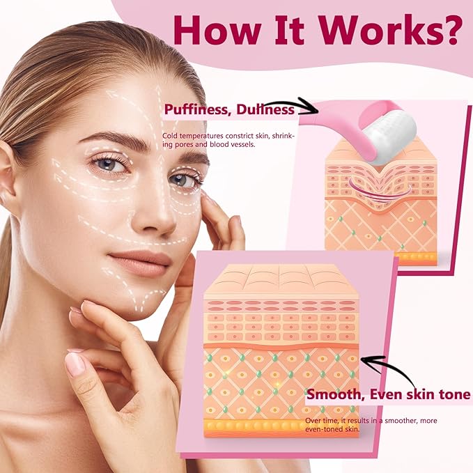 Ice Roller for Face & Eye, Vitamin E Rose Oil & Gua Sha Set, Gua Sha Oil for Face & Body, Reduces Puffiness Relieves Migraines Skin Care Tools, Facial Massager Tool & Self Care Gifts for Women-Velvo Beauty