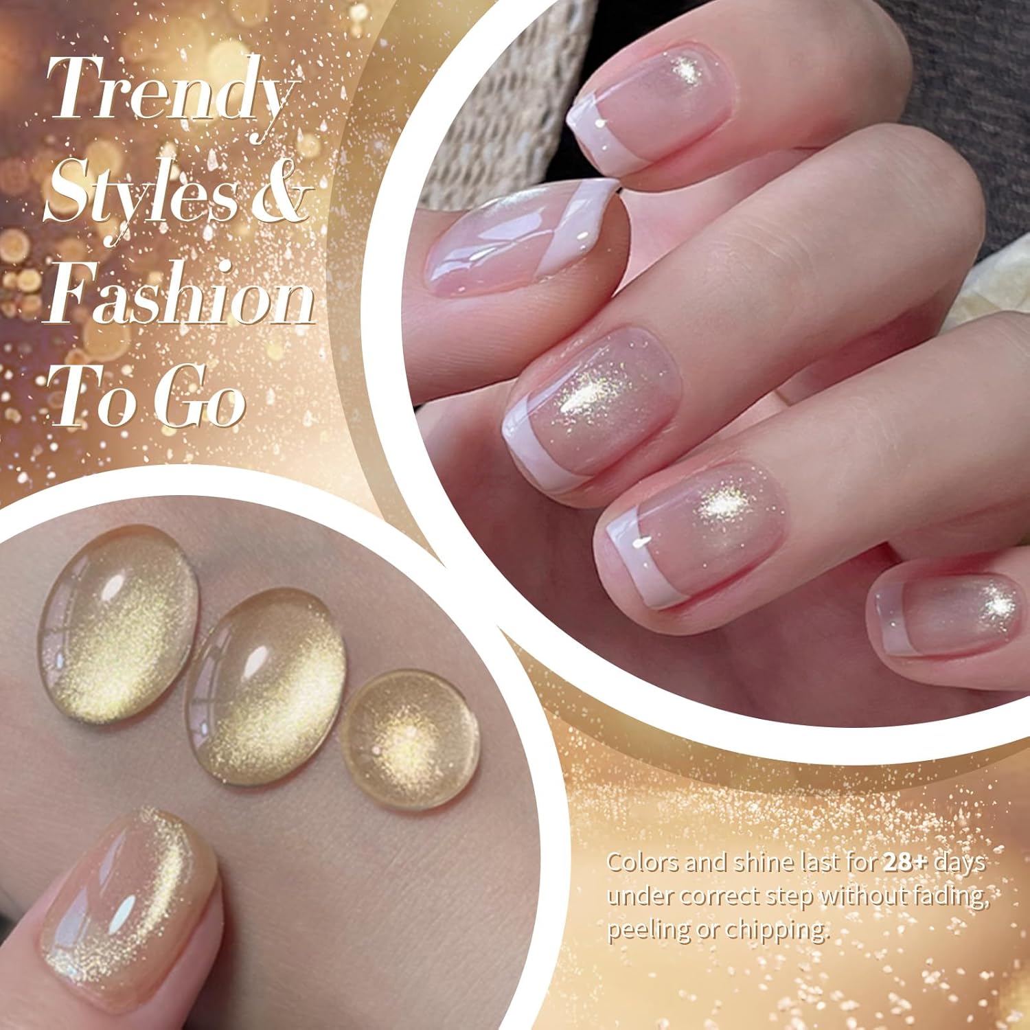 BORN PRETTY Cat Magnetic Eye Gel Nail Polish, Champagne Glitter Cat Magnetic Gel Nail Polish Magnetic Nail Polish for Nail Art Manicure Salon DIY at Home 15ML-Velvo Beauty