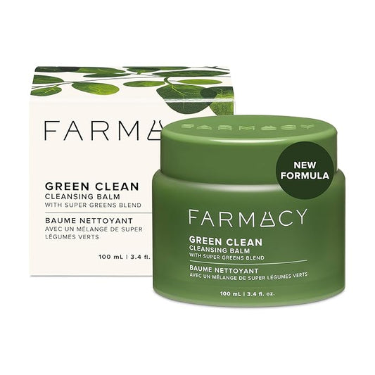 Farmacy Makeup Remover Cleansing Balm - Green Clean Waterproof Makeup Remover + Oil Based Cleanser - Newly Formulated Double Cleanser with Plant Based Waxes + Upcycled Moringa (100ml)-Velvo Beauty