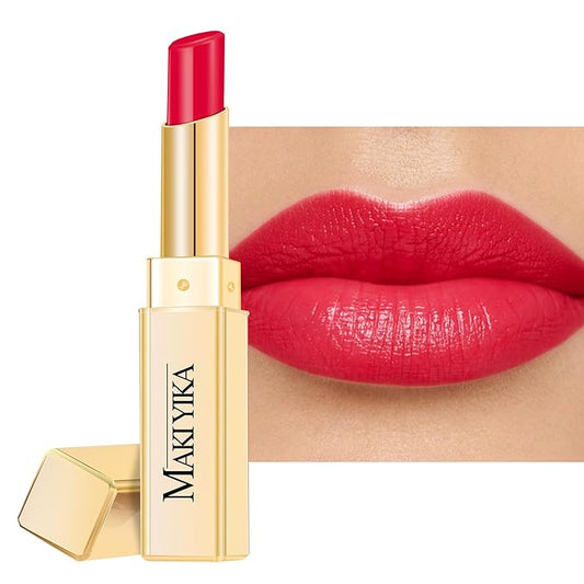 MAKI YIKA Moisture Red Lipstick for Women Hydrate Tinted Lip Balm for Dry Cracked Lips Weightless Glossy Lip Color Juicy Finish, MA066 Raspberry-Velvo Beauty