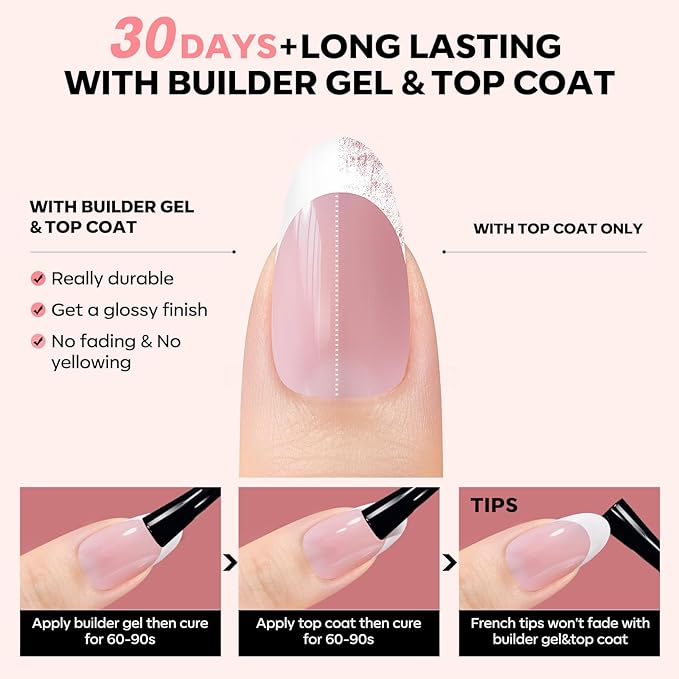 modelones French Tip Press on Nails, 150Pcs M-Almond Fake Nails with Nail Box, Pink & White Gel Nail Tips for Women, Soft Glue-On Nails for Natural Salon Look, DIY Nail Art Kit (15 Sizes)-Velvo Beauty