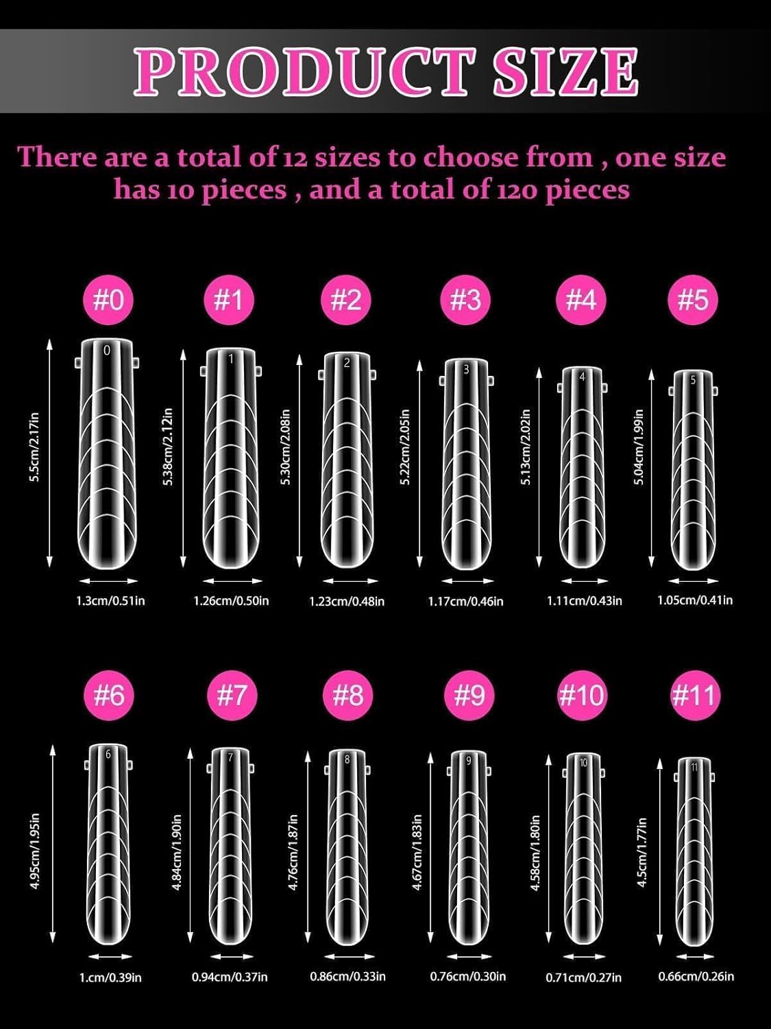 TOROKOM 120Pcs Poly Extension Gel Dual Nail Forms Clear Nail Forms Full Cover Coffin Nail Molds 12 Sizes for Gel Manicure Nail Art Design Salon&DIY-Velvo Beauty